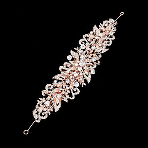 Rose Gold Stone Embellished Flower Cluster Bun Wrap Headpiece. Perfect for adding just the right amount of shimmer & shine, will add a touch of class, beauty and style to your wedding, prom, special events, embellished glass to keep your hair sparkling all day & all night long.Perfect for daily wear or special occasion such as dancing party, festival, ceremony, evening dinner, photography, seaside beach etc.