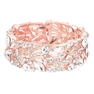 Rose Gold Stone Embellished Stretch Evening Bracelet, Get ready with this stone embellished stretch bracelets, Beautifully crafted design adds a gorgeous glow to any outfit. Eye-catching sparkle, sophisticated look you have been craving for! Adds a pop of pretty color to your attire, Jewelry that fits your lifestyle! Awesome gift for birthday, Anniversary, Valentine’s Day or any special occasion.