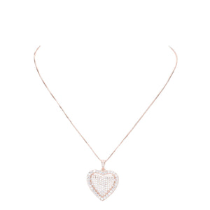 Rose Gold Stylish Cubic Zirconia CZ Heart Pendant Necklace. Beautifully crafted design adds a gorgeous glow to any outfit. Jewelry that fits your lifestyle! Perfect Birthday Gift, Anniversary Gift, Mother's Day Gift, Anniversary Gift, Graduation Gift, Prom Jewelry, Just Because Gift, Thank you Gift.