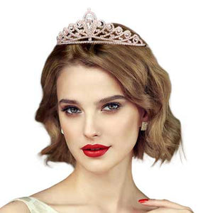 Rose Gold Teardrop Center Rhinestone Princess Tiara High-quality rhinestone, sparking and shinning, for a long time sensational and unique crown. The sparkling headpiece can be applied in various occasions, such as Wedding, Halloween costume, proms, Pageants, Birthday, Gifts, stage productions, any special occasions and so on.