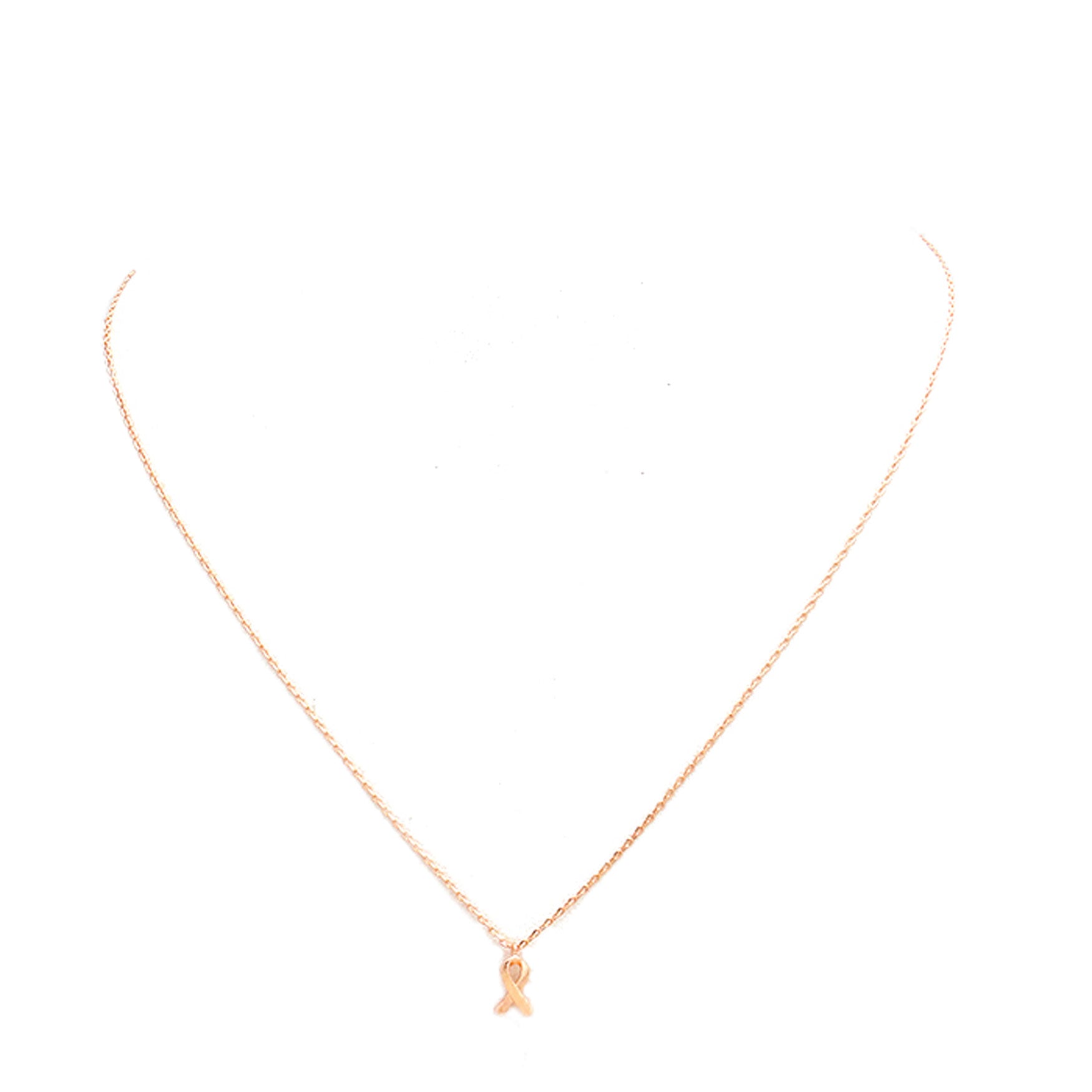 Rose Gold Textured Matte Metal Pink Ribbon Pendant Necklace. Beautifully crafted design adds a gorgeous glow to any outfit. Jewelry that fits your lifestyle! Perfect Birthday Gift, Anniversary Gift, Mother's Day Gift, Anniversary Gift, Graduation Gift, Prom Jewelry, Just Because Gift, Thank you Gift.