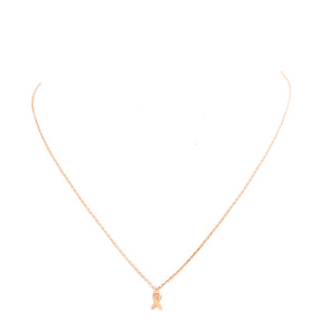 Rose Gold Textured Matte Metal Pink Ribbon Pendant Necklace. Beautifully crafted design adds a gorgeous glow to any outfit. Jewelry that fits your lifestyle! Perfect Birthday Gift, Anniversary Gift, Mother's Day Gift, Anniversary Gift, Graduation Gift, Prom Jewelry, Just Because Gift, Thank you Gift.