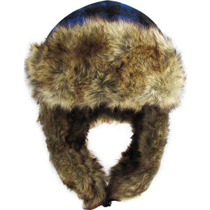 Royal Blue Buffalo Check Patterned Trapper Hat, Soft Structured Fashion with Fur Ear very comfortable winter hat is so soft, its plush Ear Flaps will keep you so warm, and the fur lining keeps you toasty in the coldest weather. Its comforting fur lining provides an added bit of warmth that's perfect for keeping heads covered while paying a nod to your favorites.
