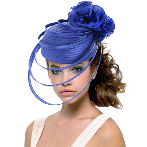 Sombrero elegante de tela con cordón elástico en punta - Azul real