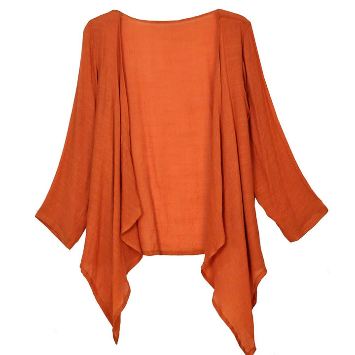 Rust Front Tie Short Cardigan,  This Summer Cardigans are Made of high-quality material which is very soft and breathable for Women.  The added short edge gives better coverage with a feminine look. Front Tie Short Kimono suitable to wear with Jeans, Shorts, T-shirt, Midi Skirt and Dresses! Perfect for Vacation, Office, Home, Evening Party Spring, Summer and Fall.