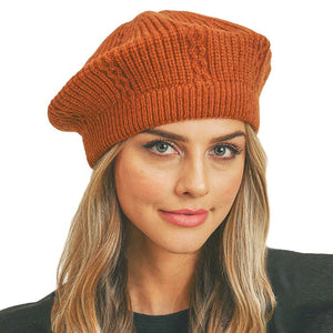 Rust Solid Knit Beret Hat, is made with care and love from very soft and warm yarn that keeps you warm and toasty on cold days and on winter days out. An awesome winter gift accessory! Wear this hat to keep yourself warm in a stylish way at any place any time. The perfect gift for Birthdays, Christmas, Stocking stuffers, holidays, anniversaries, and Valentine's Day, to friends, family, and loved ones. Enjoy the winter with this fashionable Beret Hat.