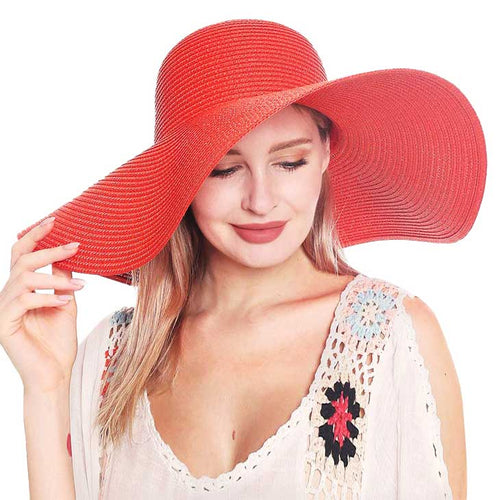 Women's Solid Floppy Straw Sun Hat - Rust