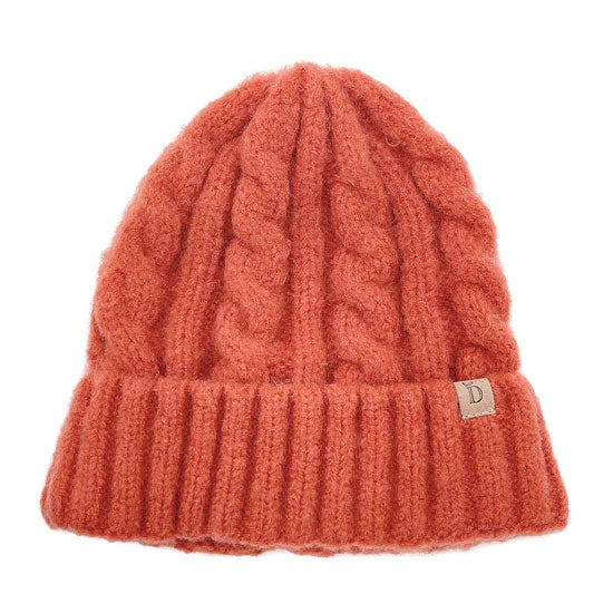 Rust Acrylic One Size Cable Knit Cuff Beanie Hat, Before running out the door into the cool air, you’ll want to reach for these toasty beanie to keep your hands warm. Accessorize the fun way with these beanie, it's the autumnal touch you need to finish your outfit in style. Awesome winter gift accessory!