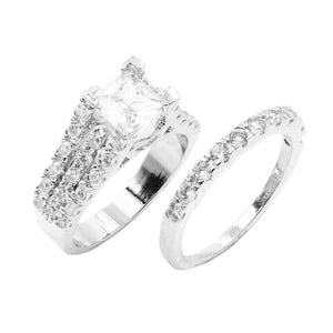 Silver 2PCS Trendy Rhodium Plated CZ Embellished Rings, these round cut styles are coveted for their versatility and breathtaking brilliance. If you prefer timeless glamour, this cut is meant for you. Perfect gift for Birthday, Anniversary, Graduation, Mother’s Day, Valentines Day, Engagement, Wedding, Thank You, or just that spur of the moment.