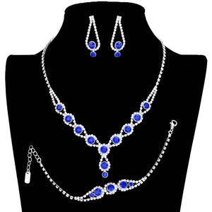 Sapphire 3PCS Rhinestone Bubble Necklace Jewelry Set, These glamorous Rhinestone Bubble jewelry sets will show your perfect beauty & class on any special occasion. The elegance of these rhinestones goes unmatched. Great for wearing at a party! Perfect for adding just the right amount of glamour and sophistication to important occasions. These classy Rhinestone Bubble Jewelry Sets are perfect for parties, Weddings, and Evenings.