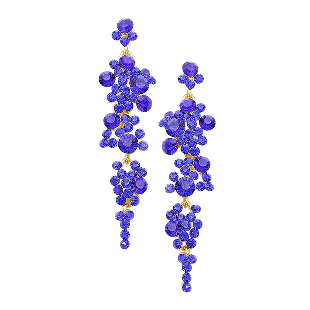 Sapphire Pearl Crystal Rhinestone Vine Drop Evening Earrings. Get ready with these bright earrings, put on a pop of color to complete your ensemble. Perfect for adding just the right amount of shimmer & shine and a touch of class to special events. Perfect Birthday Gift, Anniversary Gift, Mother's Day Gift, Graduation Gift.
