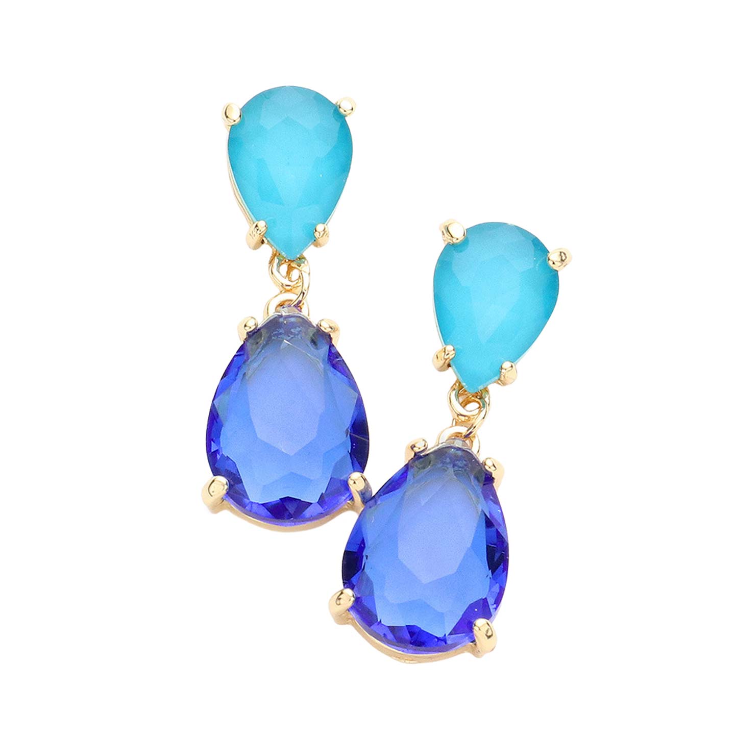 Sapphire Double Teardrop Link Dangle Evening Earrings, Beautiful teardrop-shaped dangle drop earrings. These elegant, comfortable earrings can be worn all day to dress up any outfit. Wear a pop of shine to complete your ensemble with a classy style. The perfect accessory for adding just the right amount of shimmer and a touch of class to special events. Jewelry that fits your lifestyle and makes your moments awesome!