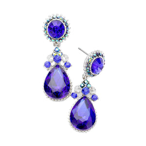 Sapphire Glass Crystal Teardrop Dangle Evening Earrings. Look like the ultimate fashionista with these Earrings! Add something special to your outfit this Valentine! special It will be your new favorite accessory. Perfect Birthday Gift, Anniversary Gift, Mother's Day Gift, Graduation Gift, Valentine's Day Gift.