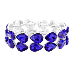 Sapphire Glass Crystal Teardrop Stretch Evening Bracelet. Look like the ultimate fashionista with these Evening Bracelets! Add something special to your outfit! Special It will be your new favorite accessory. Perfect Birthday Gift, Mother's Day Gift, Anniversary Gift, Graduation Gift, Prom Jewelry, Just Because Gift, Thank you Gift.