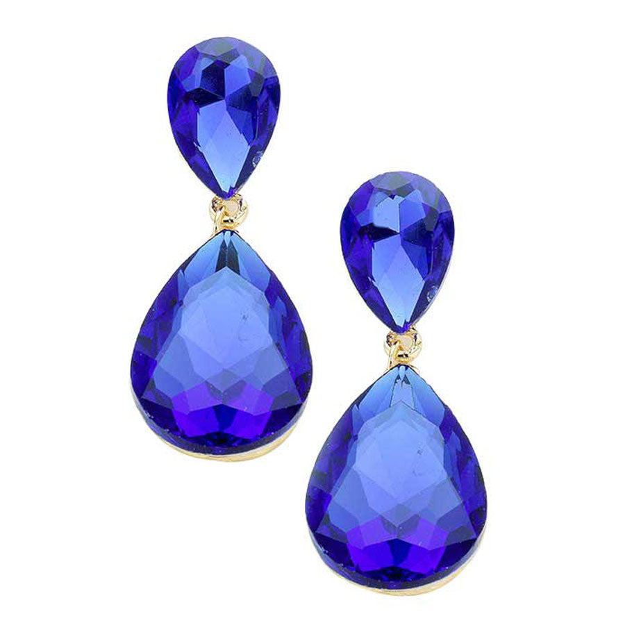 Sapphire Glass Crystal Teardrop Evening Earrings. This evening earring is simple and cute, easy to match any hairstyles and clothes. Suitable for both daily wear and party dress. Great choice to treat yourself and This earrings is perfect for Holiday gift, Anniversary gift, Birthday gift, Valentine's Day gift for a woman or girl of any age.