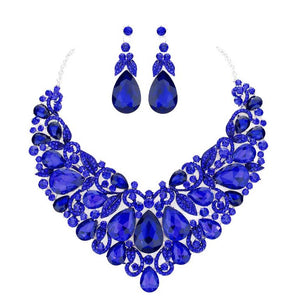 Sapphire Leaf Teardrop Stone Cluster Evening Necklace, beautifully crafted design that adds a gorgeous glow to any outfit to receive the best compliments. It's perfectly lightweight to wear throughout the whole day. Light up the special occasions with a beautiful crystal and pearl necklace. It's an awesome gift for Birthdays, holidays, Christmas, New Year, etc. for your friends, family, and the persons you love and care for.