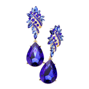 Sapphire Marquise Stone Cluster Teardrop Dangle Evening Earrings. These gorgeous stone pieces will show your class in any special occasion. The elegance of these stone goes unmatched, great for wearing at a party! Perfect jewelry to enhance your look. Awesome gift for birthday, Anniversary, Valentine’s Day or any special occasion.