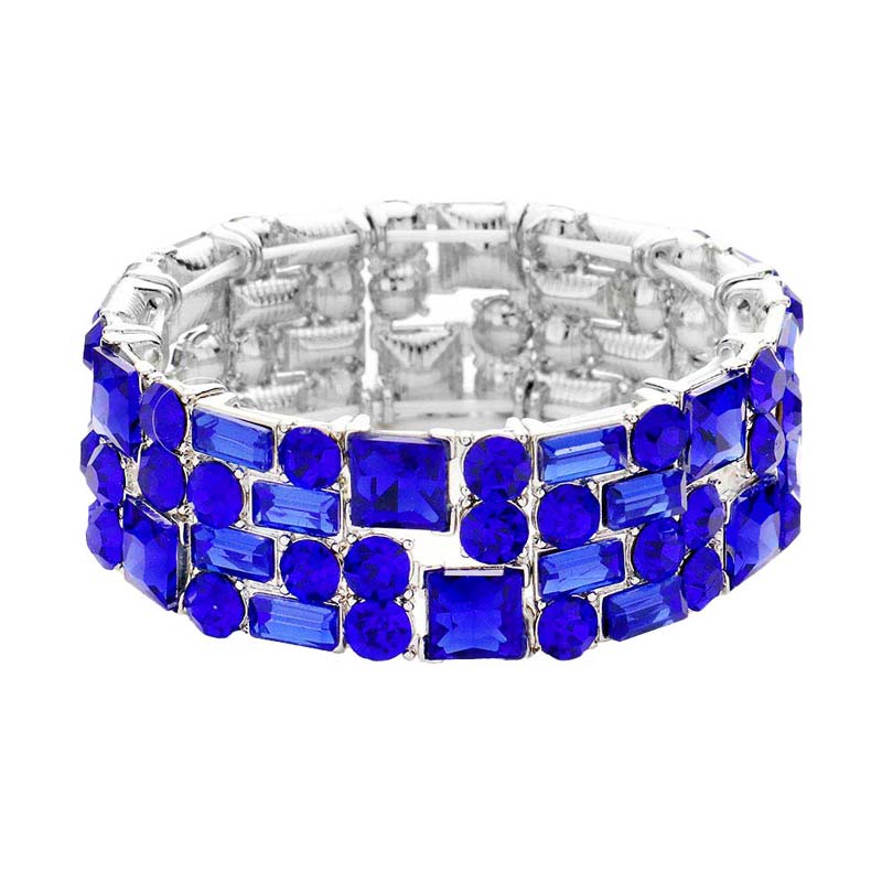 Sapphire Multi Stone Stretch Evening Bracelet brings a gorgeous glow to your outfit to show off the royalty on any special occasion. It's a perfect beauty that highlights your appearance and grasps everyone's eye on any special occasion. Is a glowing and sparkling beauty that is perfect to show off your glowing look and enrich your beauty to a greater extent.