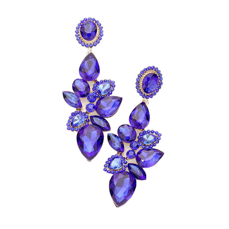 Sapphire Post Back Multi Stone Cluster Vine Evening Earrings, put on a pop of color to complete your ensemble. Perfect for adding just the right amount of shimmer & shine and a touch of class to special events. Perfect Birthday Gift, Anniversary Gift, Mother's Day Gift, Graduation Gift.