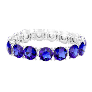 Sapphire Silver Crystal Round Stretch Evening Bracelet, Beautifully crafted design adds a gorgeous glow to any outfit. Jewelry that fits your lifestyle! Perfect Birthday Gift, Anniversary Gift, Mother's Day Gift, Anniversary Gift, Graduation Gift, Prom Jewelry, Just Because Gift, Thank you Gift.