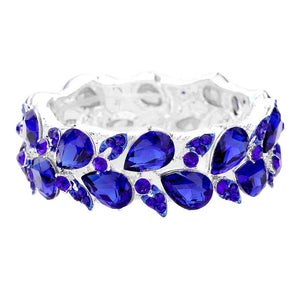 Sapphire TearDrop Crystal Leaf Stretch Bracelet. Get ready with this Bracelet, put on a pop of color to complete your ensemble. Beautifully crafted design adds a gorgeous glow to any outfit. Jewelry that fits your lifestyle! Perfect Birthday Gift, Anniversary Gift, Mother's Day Gift, Anniversary Gift, Graduation Gift, Prom Jewelry, Just Because Gift, Thank you Gift.