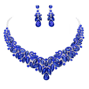 Sapphire Teardrop Marquise Stone Cluster Evening Necklace. These gorgeous Stone pieces will show your class in any special occasion. The elegance of these Stone goes unmatched, great for wearing at a party! Perfect jewelry to enhance your look. Awesome gift for birthday, Anniversary, Valentine’s Day or any special occasion.
