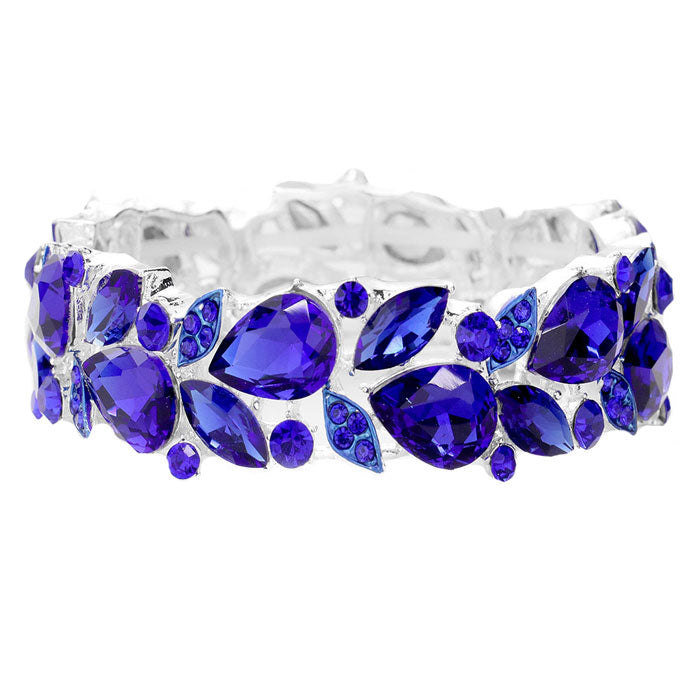 Sapphire Teardrop Marquise Stone Evening Stretch Bracelet. These gorgeous stone pieces will show your class in any special occasion. The elegance of these Stone goes unmatched, great for wearing at a party! Perfect jewelry to enhance your look. Awesome gift for birthday, Anniversary, Valentine’s Day or any special occasion.