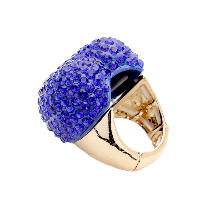 Sapphire Trendy Stylish Rhinestone Pave Heart Stretch Ring. Beautifully crafted design adds a gorgeous glow to any outfit. Jewelry that fits your lifestyle! Perfect Birthday Gift, Anniversary Gift, Mother's Day Gift, Anniversary Gift, Valentine's Day Gift, Graduation Gift, Prom Jewelry, Just Because Gift, Thank you Gift.