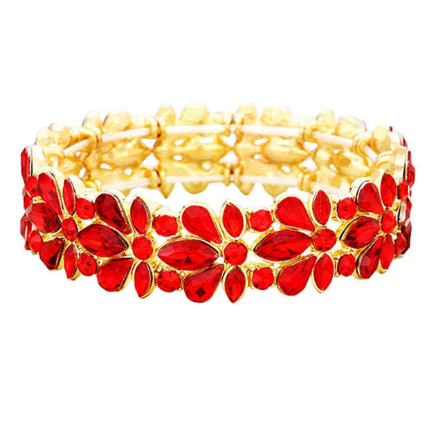 Siam Floral Crystal Stretch Evening Bracelet, This flower detailed Crystal stunning stretch bracelet is sure to get you noticed, adds a gorgeous glow to any outfit. Jewelry that fits your lifestyle! perfect for a night out on the town or a black tie party, ideal for Special Occasion, Prom or an Evening out. Awesome gift for birthday, Anniversary, Valentine’s Day or any special occasion.