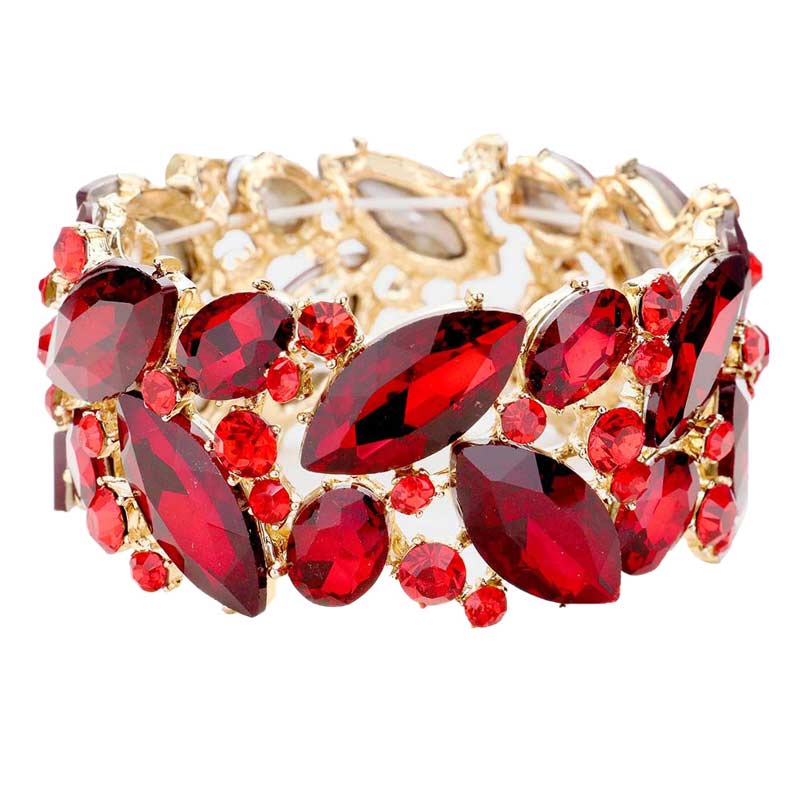 Siam Marquise Crystal Stretch Evening Bracelet, this Bracelet sparkles all around with it's surrounding round stones. It looks modern and is just the right touch to set off LBD. Jewelry offers a wide variety of exquisite jewelry for your Party, Prom, Pageant, Wedding, Sweet Sixteen, and other Special Occasions!