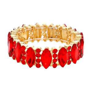 Siam Trendy Marquise Stone Accented Stretch Evening Bracelet, Get ready with this stone-accented stretchable Bracelet and put on a pop of color to complete your ensemble. Perfect for adding just the right amount of shimmer & shine and a touch of class to special events. Wear with different outfits to add perfect luxe and class with incomparable beauty. Just what you need to update in your wardrobe. 