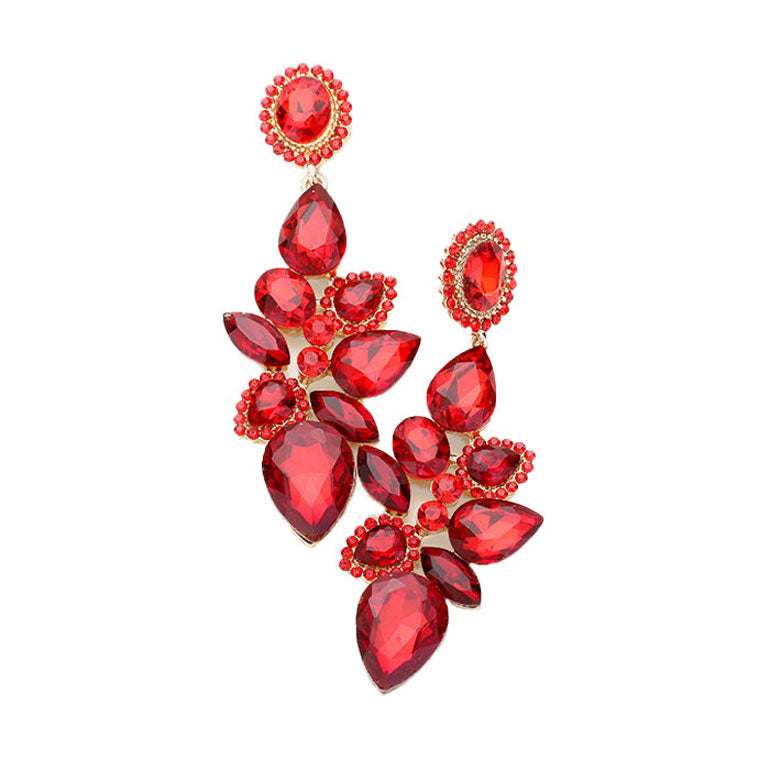 Siam Post Back Multi Stone Cluster Vine Evening Earrings, put on a pop of color to complete your ensemble. Perfect for adding just the right amount of shimmer & shine and a touch of class to special events. Perfect Birthday Gift, Anniversary Gift, Mother's Day Gift, Graduation Gift.