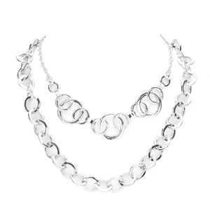Silver 2PCS Open Metal Detail Circle Link Accent Layered Adjustable Necklaces, delicately adds a touch of nature-inspired beauty to your look. Coordinates with any ensemble, the perfect addition to every outfit. Perfect Birthday Gift, Mother's Day Gift, Anniversary Gift, Thank you Gift, Just Because Gift, Easter, Fun Occasion