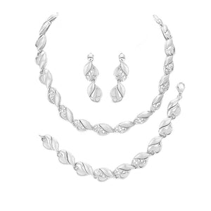 Silver 3PCS Crystal Rhinestone Marquise Necklace Set. Stunning jewelry sets suits any style and occasion wear over your favorite tops and dresses this season!  Adds the perfect accent to your wardrobe. A timeless treasure designed to accent the neckline adds a gorgeous stylish glow to any outfit style, jewelry that fits your lifestyle! This piece is versatile and goes with practically anything! A fabulous gift, ideal for your loved one or yourself.