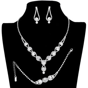 Silver 3PCS Rhinestone Bubble Necklace Jewelry Set, These glamorous Rhinestone Bubble jewelry sets will show your perfect beauty & class on any special occasion. The elegance of these rhinestones goes unmatched. Great for wearing at a party! Perfect for adding just the right amount of glamour and sophistication to important occasions. These classy Rhinestone Bubble Jewelry Sets are perfect for parties, Weddings, and Evenings.
