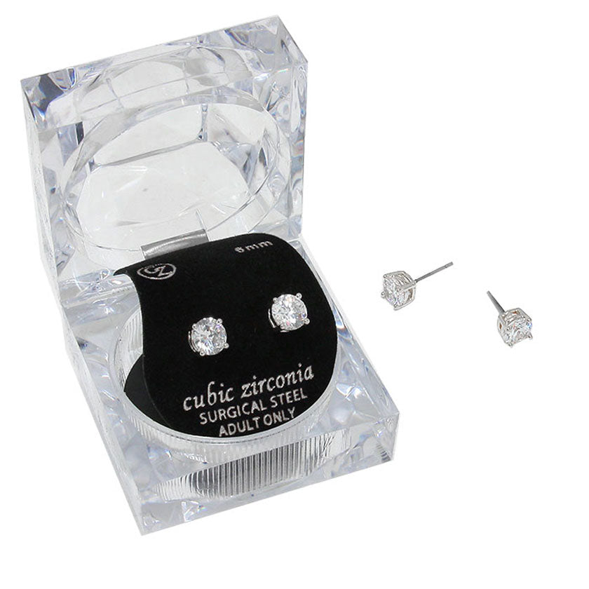 Silver 6 mm Round Cut Crystal Cubic Zirconia CZ Stud Earrings. Beautifully crafted design adds a gorgeous glow to any outfit. Jewelry that fits your lifestyle! Perfect Birthday Gift, Anniversary Gift, Mother's Day Gift, Graduation Gift, Prom Jewelry, Just Because Gift, Thank you Gift, Valentine's Day Gift.