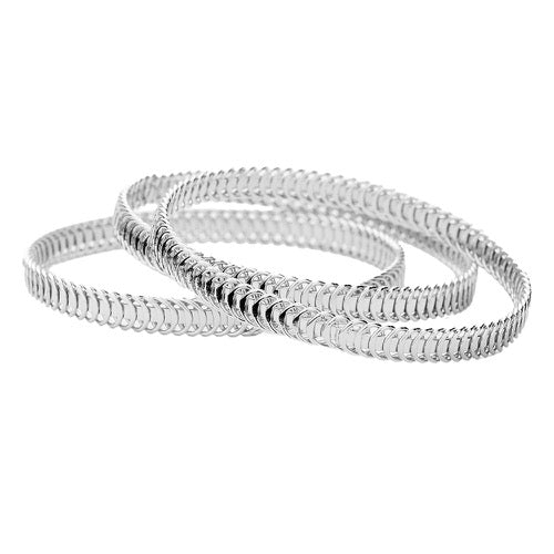 Silver 3pcs Abstract Metal Bangle Bracelets Ribbed Metal Stackable Bracelets; these stackable bracelets can light up any outfit, and make you feel absolutely flawless, while adding a pop of color to your ensemble. Perfect Birthday Gift, Anniversary Gift, Mother's Day Gift, Thank you Gift, Loved One Gift, Just Because Gift