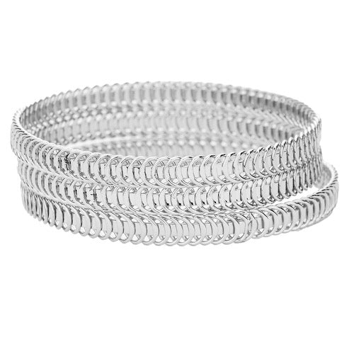 Silver 3pcs Abstract Metal Bangle Bracelets Ribbed Metal Stackable Bracelets; these stackable bracelets can light up any outfit, and make you feel absolutely flawless, while adding a pop of color to your ensemble. Perfect Birthday Gift, Anniversary Gift, Thank you Gift,  Just Because Gift, Christmas Gift, Regalo de Navidad