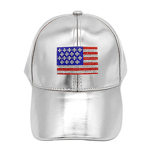 Silver Bling American USA Flag Baseball Cap, show your love for Your country with this sweet patriotic American flag baseball cap. Red, white, and blue are used for a trendy fireworks flare. Perfect to keep the sun out of your eyes, and to pull your hair back during exercises such as walking, running, biking, hiking, and more! its awesome Bling, Soft textured, embroidered with fun statement will become your favorite cap. G