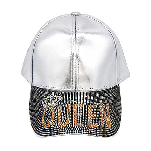 Bling Queen Message Baseball Cap - Silver