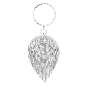 Silver Bling Round Ball Fringe Evening Tote Crossbody Bag, is beautifully designed and fit for all occasions & places. Show your trendy side with this awesome evening crossbody bag. Versatile enough for carrying straight through the week, perfectly lightweight to carry around all day on special occasions. Perfect for makeup, money, credit cards, keys or coins, and many more things.