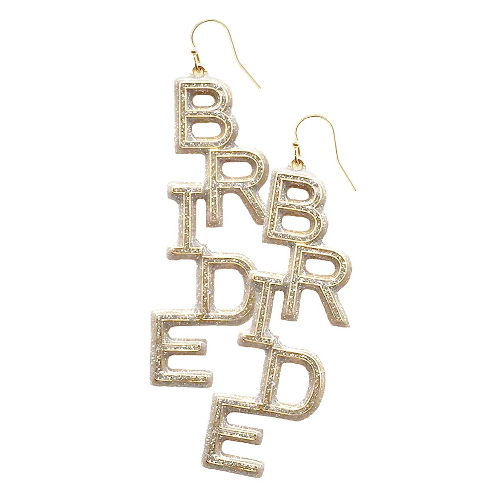 Gold Bride Message Drop Down Earrings, is an awesome gift idea for the bride to make her surprised with this beautiful message earring. Perfect choice for the wedding, reception, anniversary, thank you, special occasion, bachelorette Party and wedding shower, etc. to have a unique and beautiful look with the wedding or special outfit. Its gorgeous glow attracts the attention of the crowd of the occasio