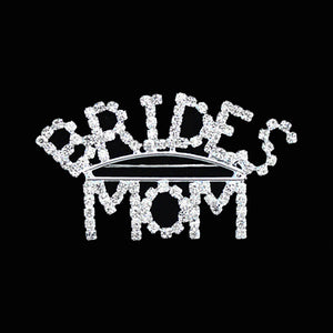 Silver Brides Mom Rhinestone Pin Brooch, let Mom stand out and feel special with this stylish pin brooch. Everyone will know who the proud mother is when wearing this stunner! The stunning brooch is embellished with rhinestones making up the words brides mom. This pin is sure to let moms feel even more special on their wedding day.