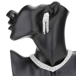 Silver Bubble Crystal Choker Necklace & Clip Earring Set, these gorgeous crystal jewelry sets will show your class on any special occasion. The elegance of this crystal necklace goes unmatched, great for wearing at a party! Perfect for adding just the right amount of shimmer & shine and a touch of class everywhere. 