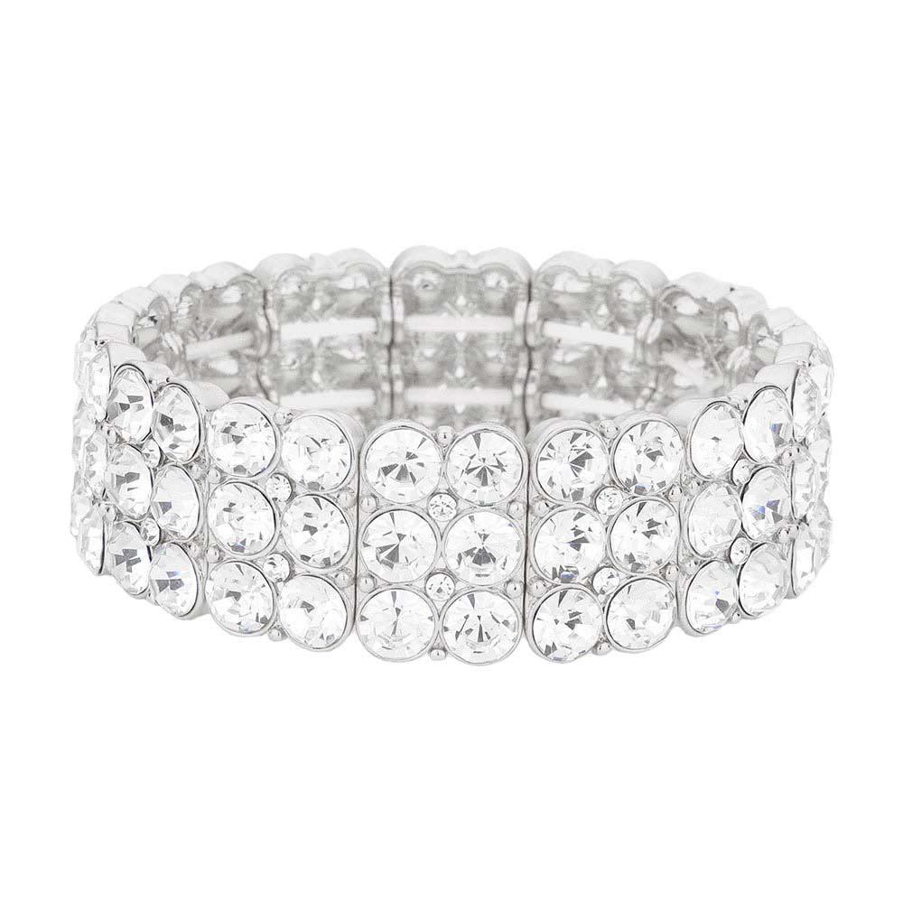 Silver Bubble Stone Cluster Evening Stretch Bracelet, Get ready with these stretch Bracelets to receive the best compliments on any special occasion. Put on a pop of color to complete your ensemble and make you stand out on special occasions. Perfect for adding just the right amount of shimmer & shine and a touch of class to special events.  