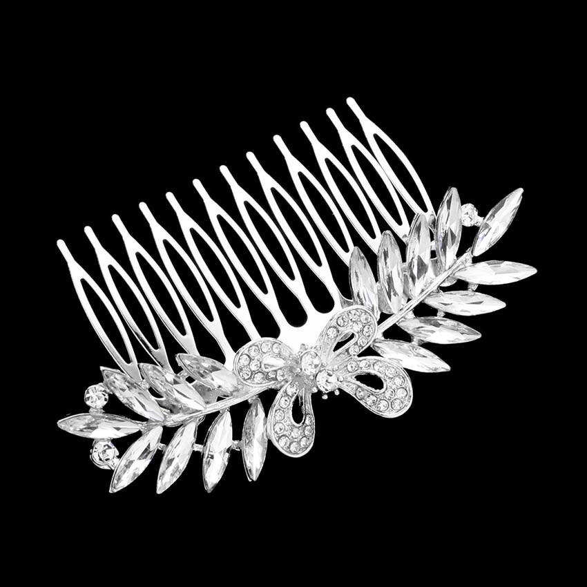 Silver Butterfly Accented Marquise Stone Cluster Hair Comb, amps up your hairstyle with a glamorous look on special occasions with this Butterfly Marquise Stone Cluster Hair Comb! It will add a touch to any special event. These are Perfect Gifts, Anniversary Gifts, Mother's Day Gifts, Graduation gifts, and any occasion.