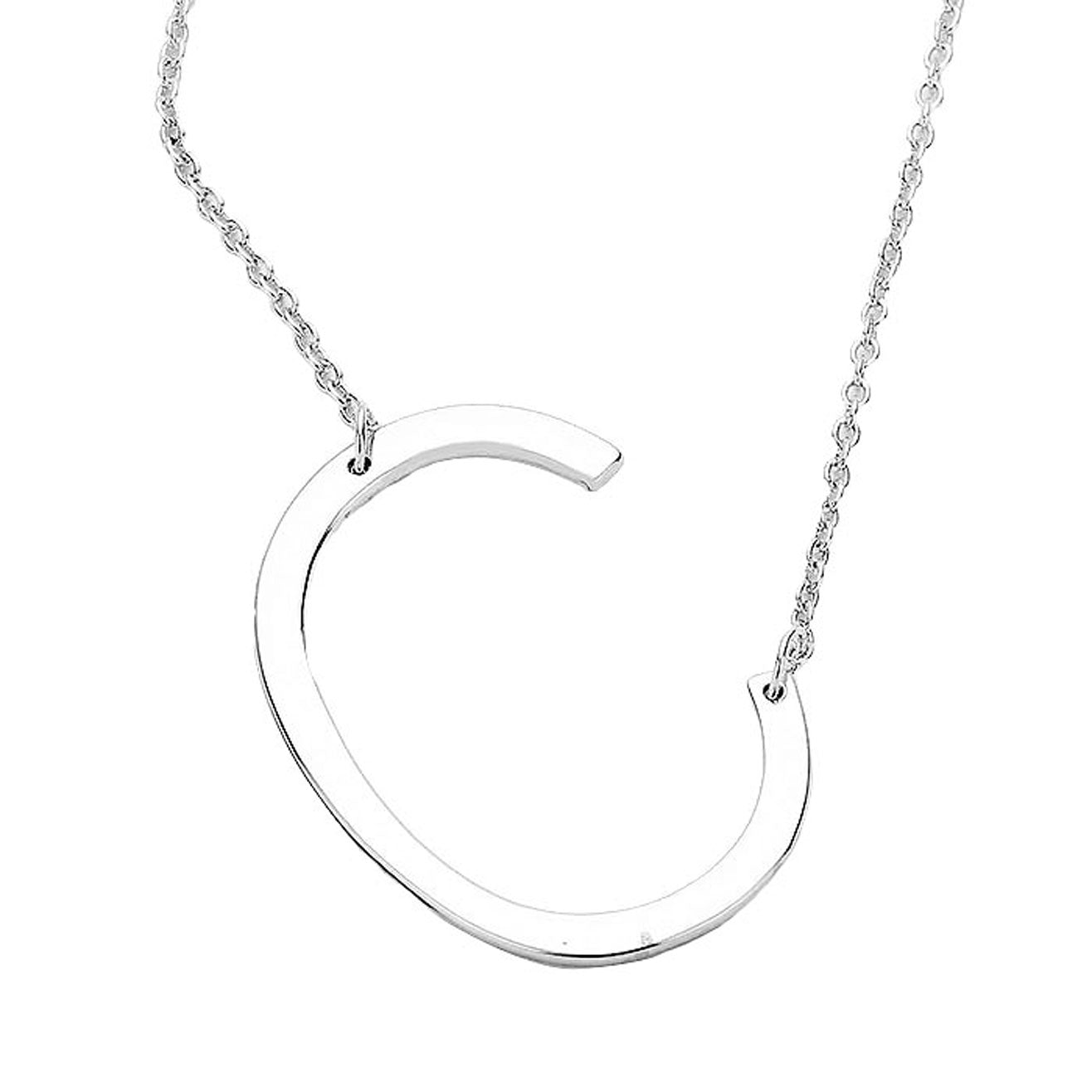 Silver C Monogram Metal Pendant Necklace. Beautifully crafted design adds a gorgeous glow to any outfit. Jewelry that fits your lifestyle! Perfect Birthday Gift, Anniversary Gift, Mother's Day Gift, Anniversary Gift, Graduation Gift, Prom Jewelry, Just Because Gift, Thank you Gift.