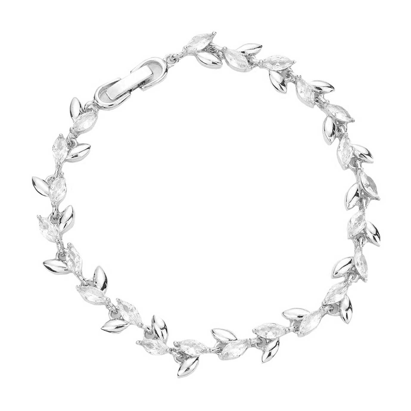 Silver CZ Metal Marquise Link Evening Bracelet. These Metal bracelets are easy to put on, take off and so comfortable for daily wear. Pair these with tee and jeans and you are good to go. It will be your new favorite go-to accessory. Perfect Birthday gift, friendship day, Mother's Day, Graduation Gift.