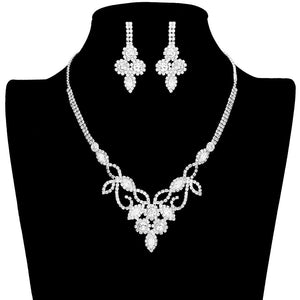 Silver CZ Stone Pave Flower Necklace. Get ready with these beautiful statement pave necklace, will bring a lovely put on a pop of color to your look. Bright enhancement and floral design will coordinate with any ensemble from business casual to wear. The beautiful combination of Flower themed necklace are the perfect gift for the women in your lives who love flower.