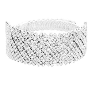 Silver Crystal Rhinestone Adjustable Evening Bracelet, brings a gorgeous glow to your outfit to show off the royalty on any special occasion. It's a perfect beauty that highlights your appearance and grasps everyone's eye on any special occasion. Wear this beauty to add a gorgeous glow to your special outfit at weddings, wedding showers, receptions, anniversaries, and other special occasions. A beautiful gift and an ideal choice for your loved one or yourself to glow on any special day!